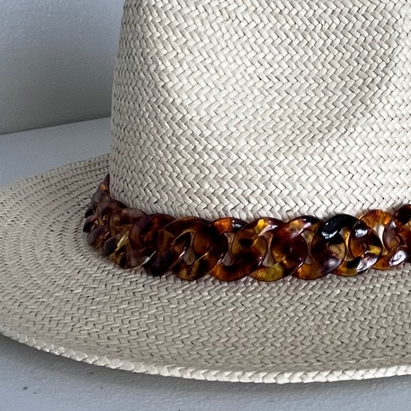 Michael Kors Women’s Straw Chain-Detail Fedora - Picture 10 of 10